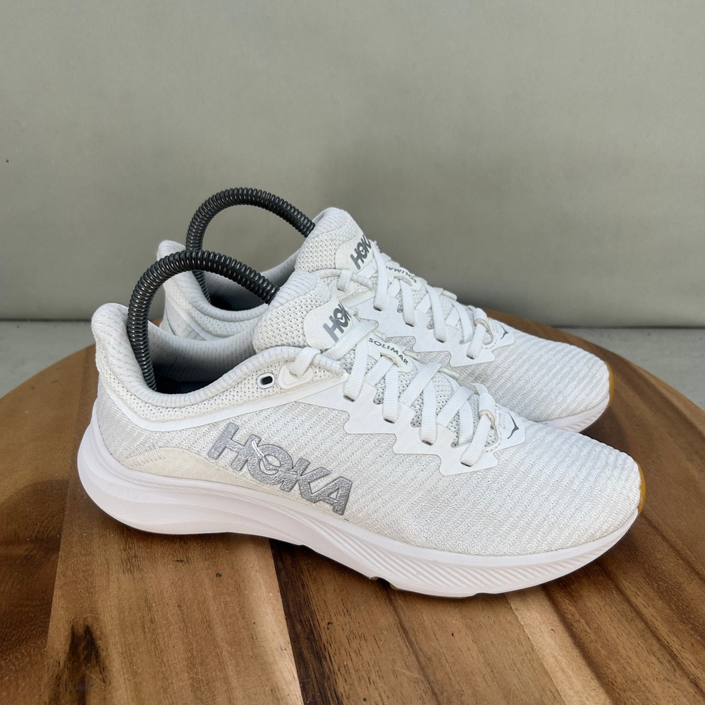 Hoka Solimar Womens Running Shoes White Silver 1123075 WWH Size 7.5B Low Top